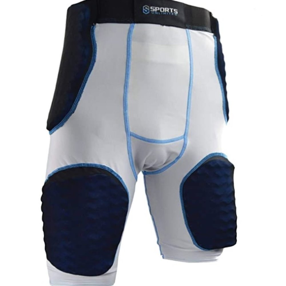 Sports Unlimited Adult 5 Pad Integrated Football Girdle 2.0, WHITE